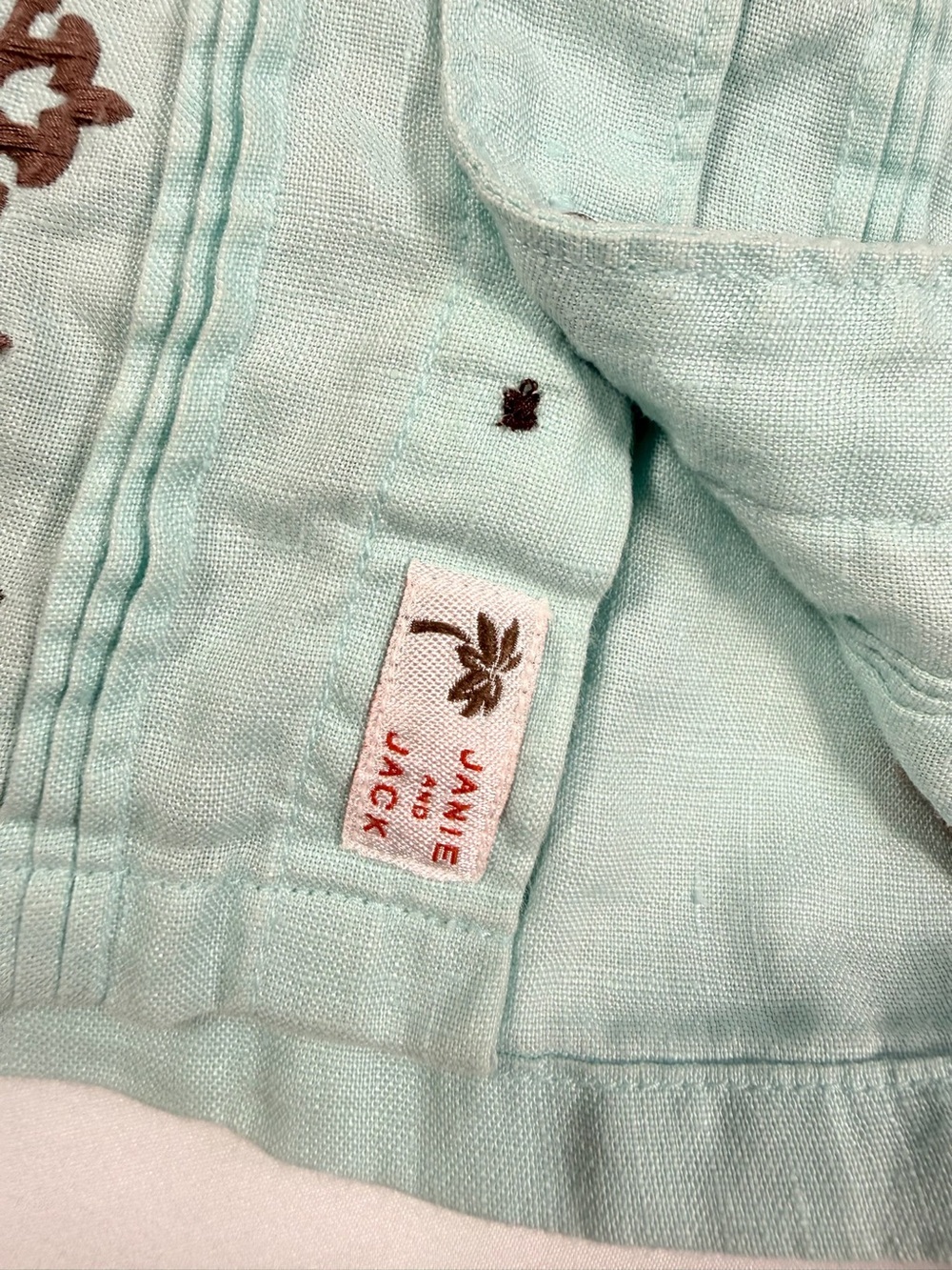 JANE AND JACK Boys Size 4 Linen Hawaiian Retro Coastal Tropical Button Up Shirt - Picture 6 of 10